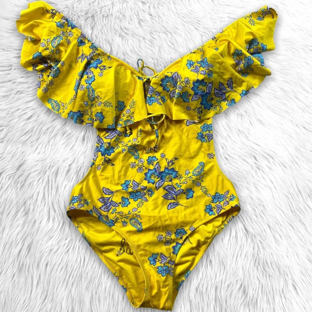Sam Edelman Ruffle Floral Swimsuit One Piece Boho - Picture 1 of 6